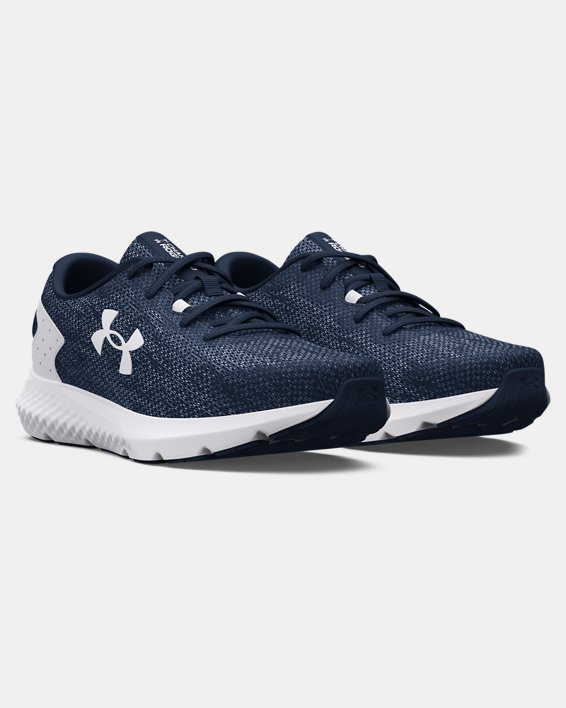 Men's UA Charged Rogue 3 Knit Running Shoes in Blue image number 3